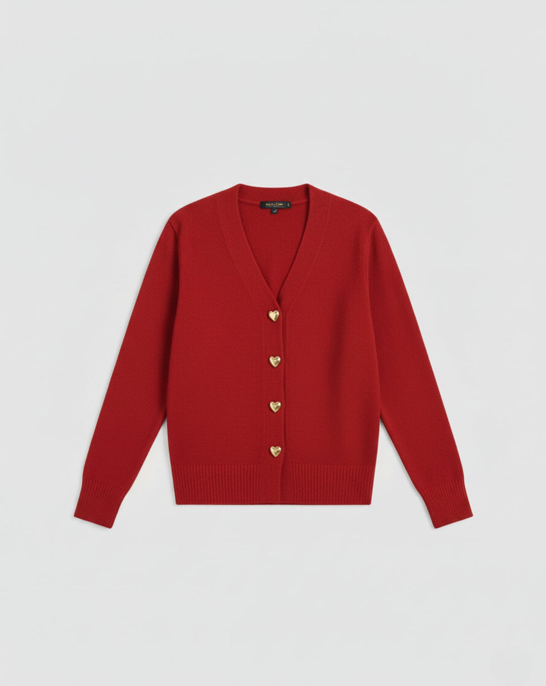 VALENTINE - Cardigan Laine Boutons Cœur Dorés - MAZZARO