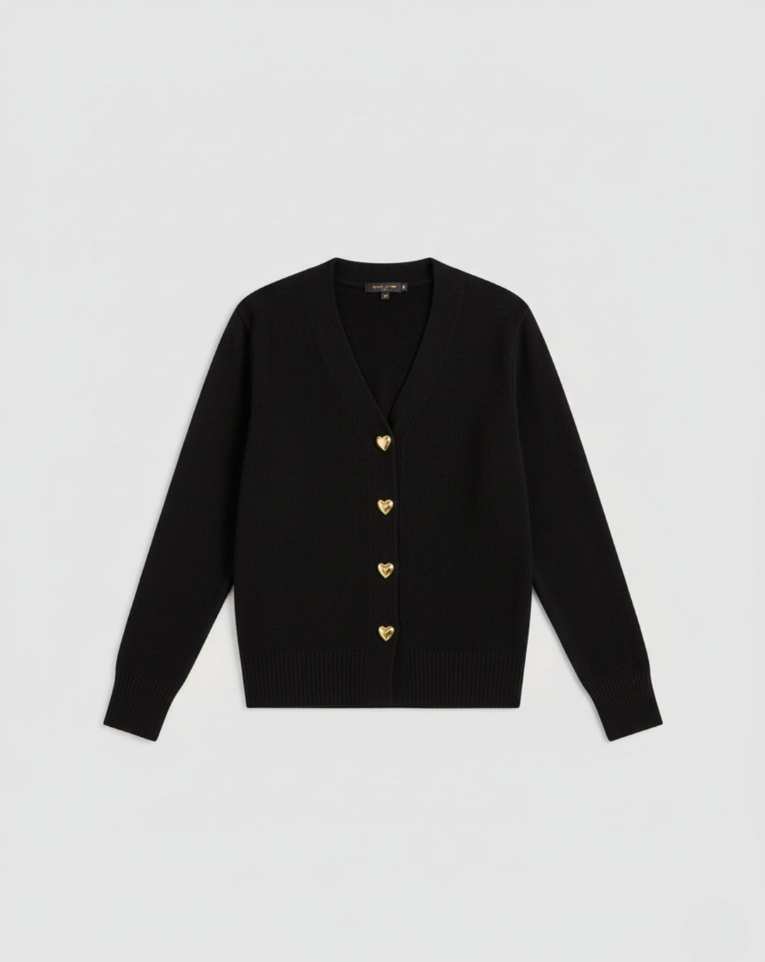 VALENTINE - Cardigan Laine Boutons Cœur Dorés - MAZZARO