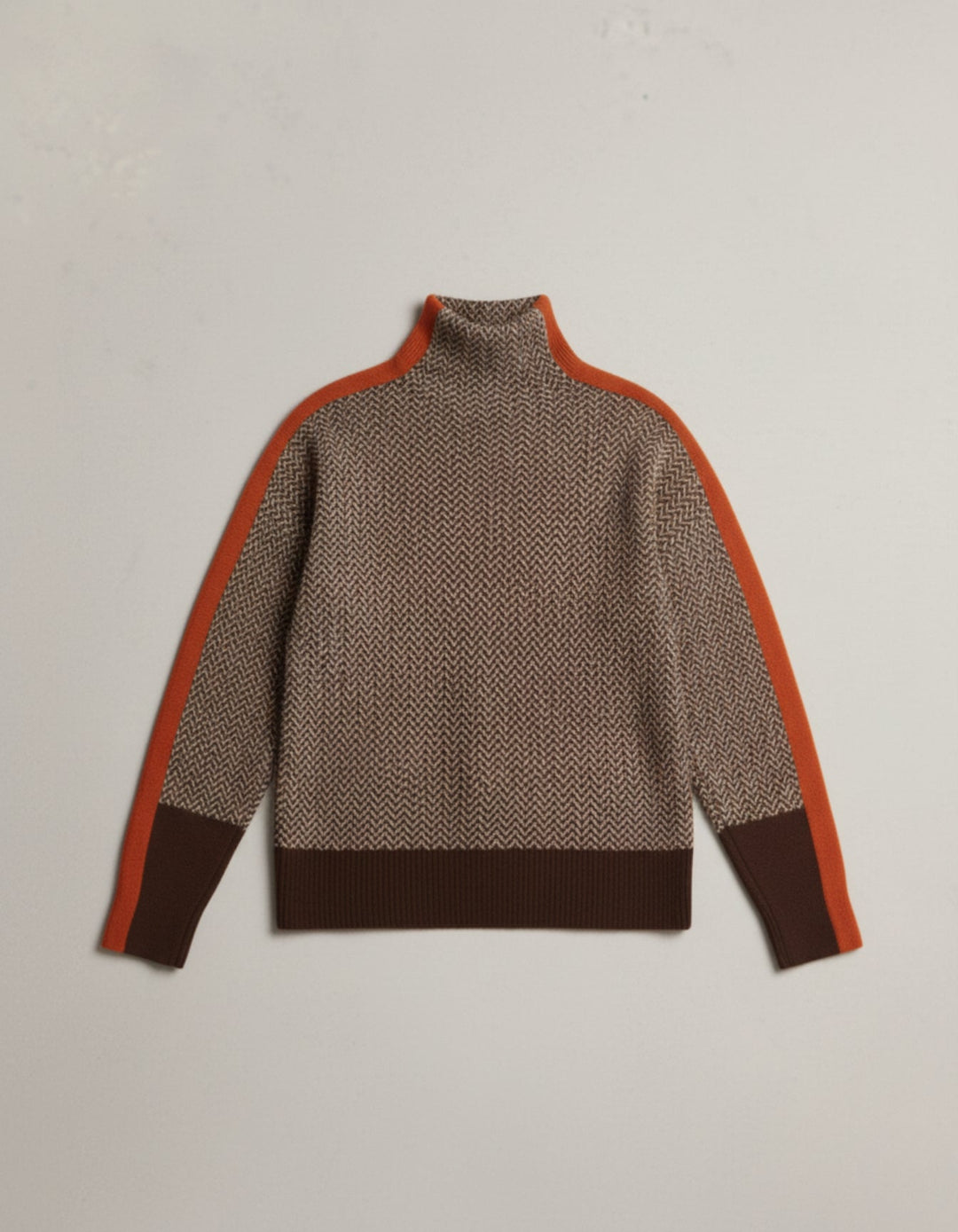 HERITAGE - Pull Col Roulé Chevron Bandes Contrastées - MAZZARO