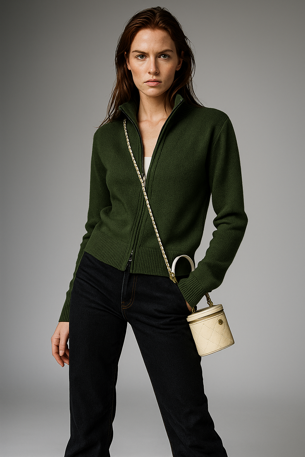 Giulia Ferrandi – Cardigan Zippé en Laine Mérinos - MAZZARO