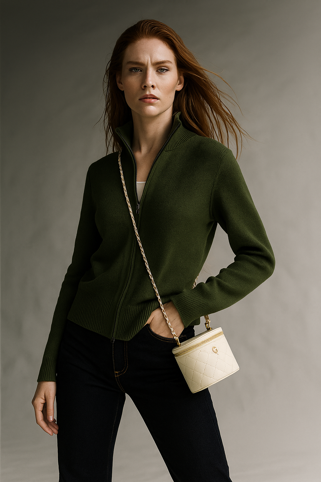 Giulia Ferrandi – Cardigan Zippé en Laine Mérinos - MAZZARO