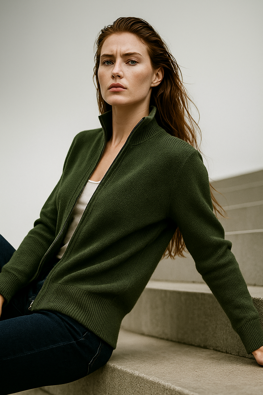 Giulia Ferrandi – Cardigan Zippé en Laine Mérinos - MAZZARO