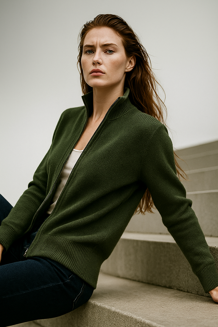 Giulia Ferrandi – Cardigan Zippé en Laine Mérinos - MAZZARO