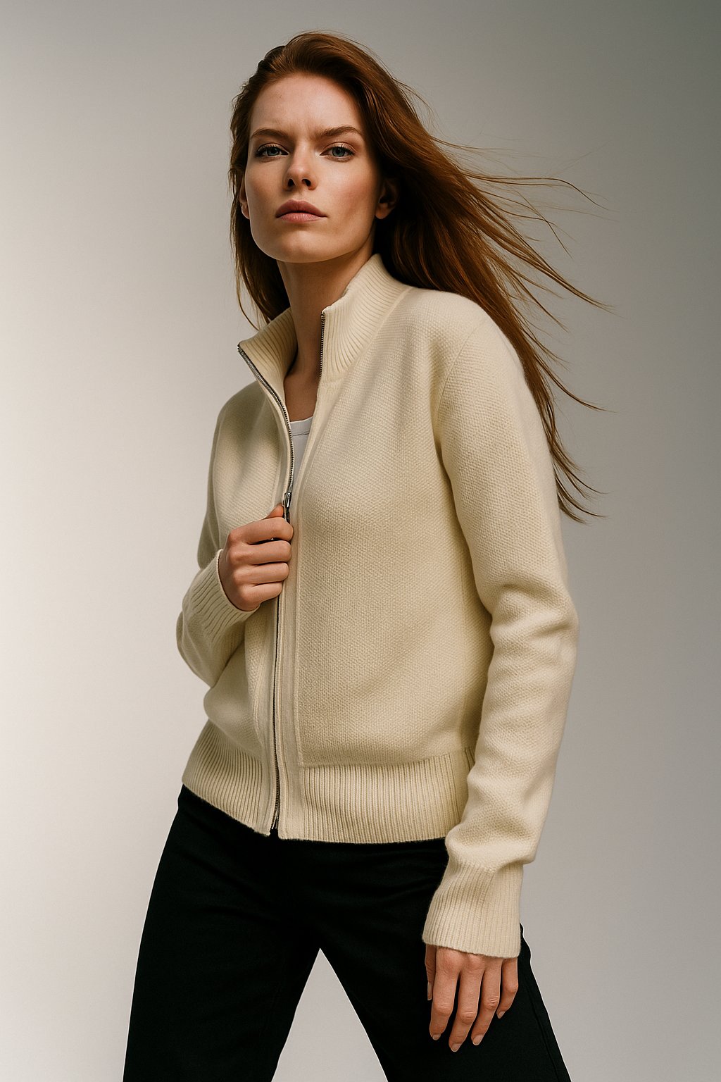 Giulia Ferrandi – Cardigan Zippé en Laine Mérinos - MAZZARO