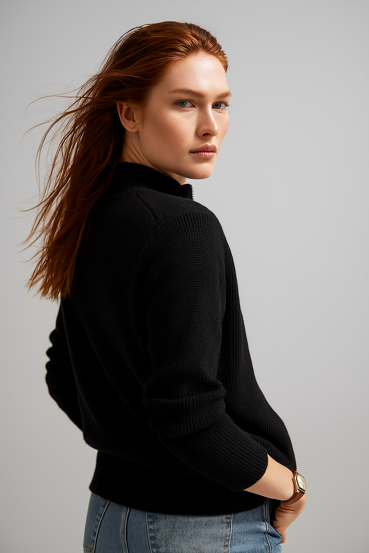 Giulia Ferrandi – Cardigan Zippé en Laine Mérinos - MAZZARO