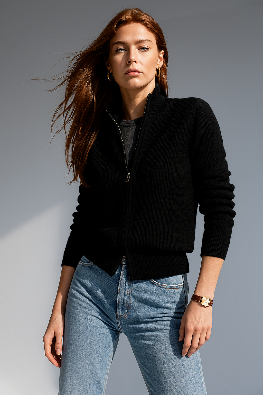 Giulia Ferrandi – Cardigan Zippé en Laine Mérinos - MAZZARO