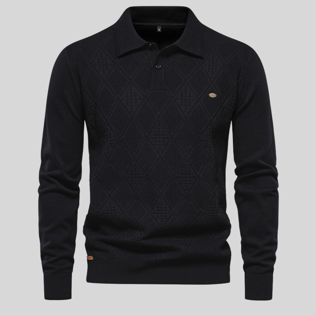 Kenji – Pull polo en coton stretch - MAZZARO