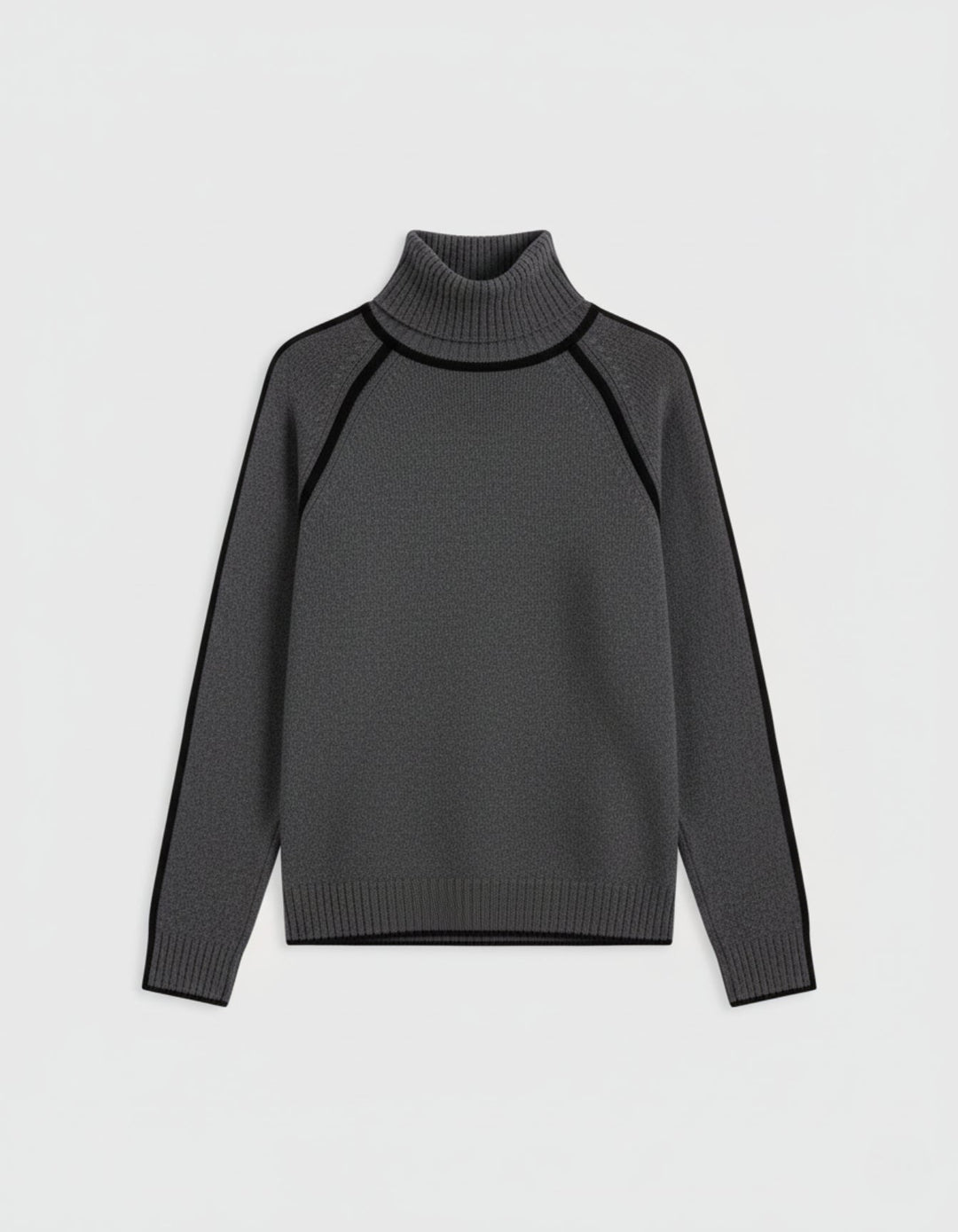 ÉLÉGANCE - Pull Col Roulé Liseré Contrasté - MAZZARO