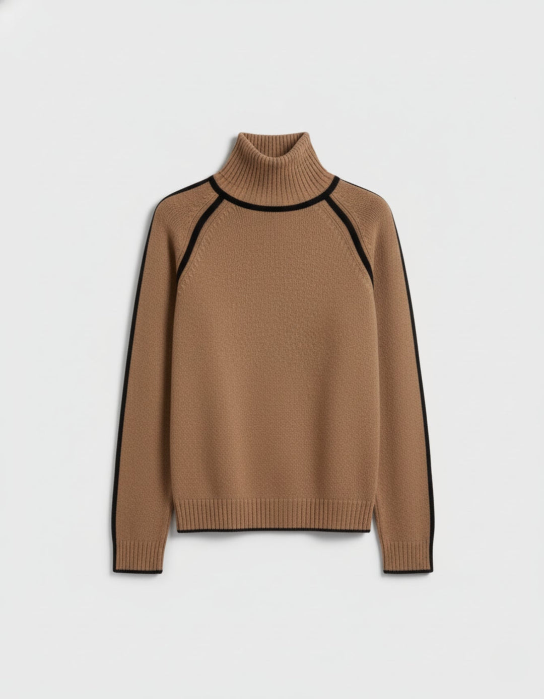 ÉLÉGANCE - Pull Col Roulé Liseré Contrasté - MAZZARO