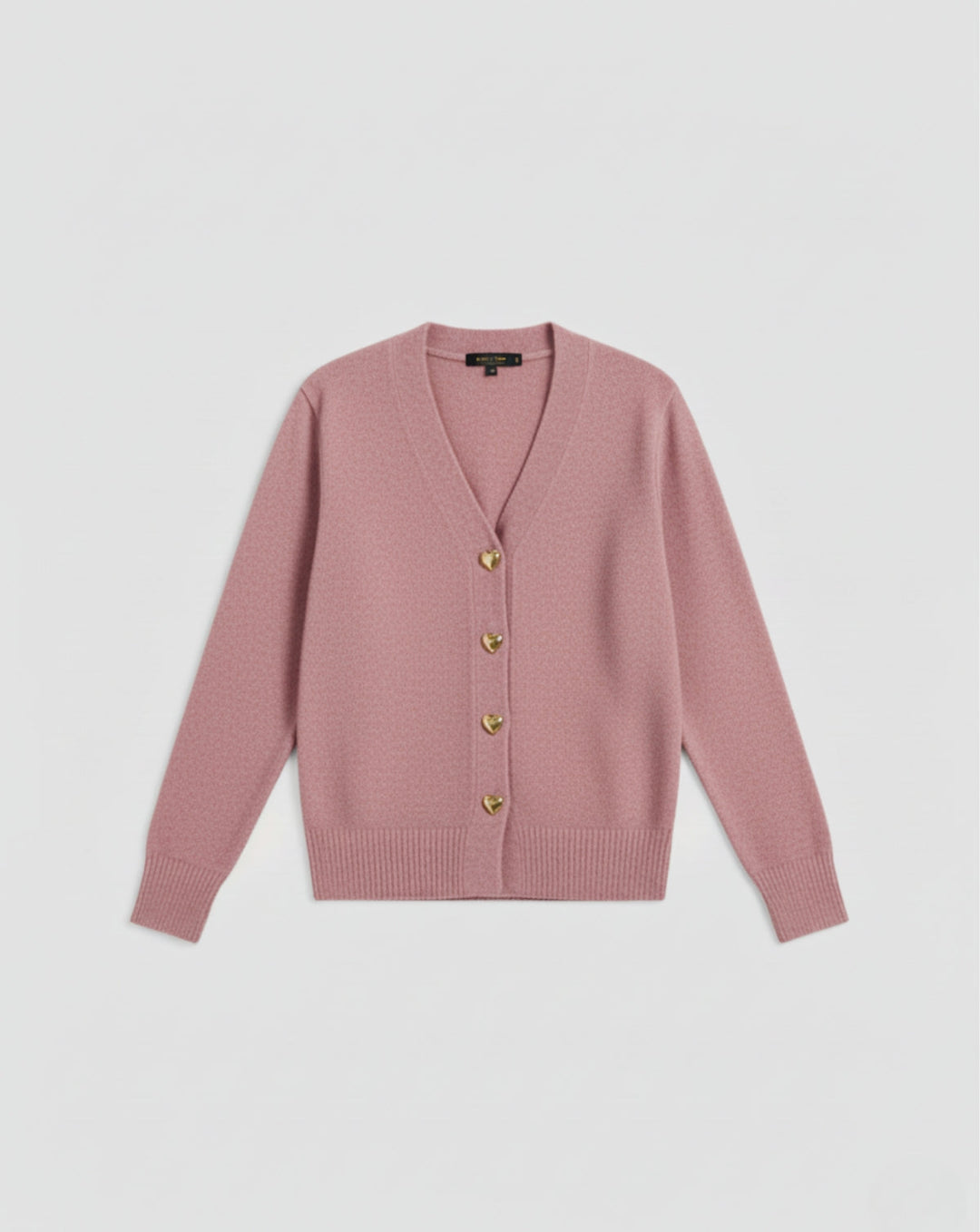 VALENTINE - Cardigan Laine Boutons Cœur Dorés - MAZZARO