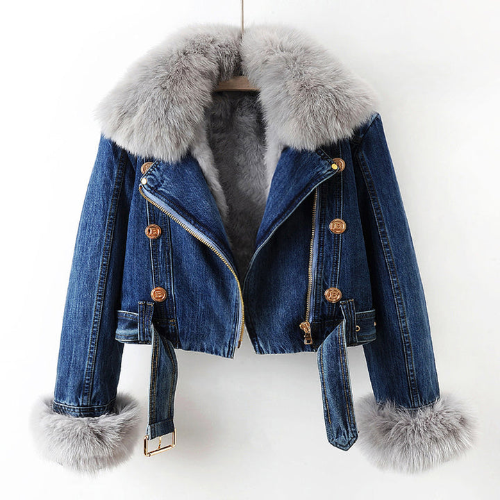 MARGAUX - Veste Denim Col Fourrure Amovible - MAZZARO