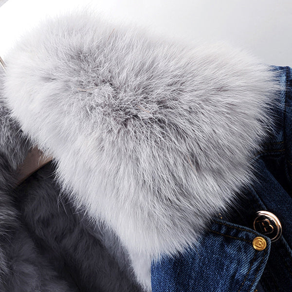 MARGAUX - Veste Denim Col Fourrure Amovible - MAZZARO