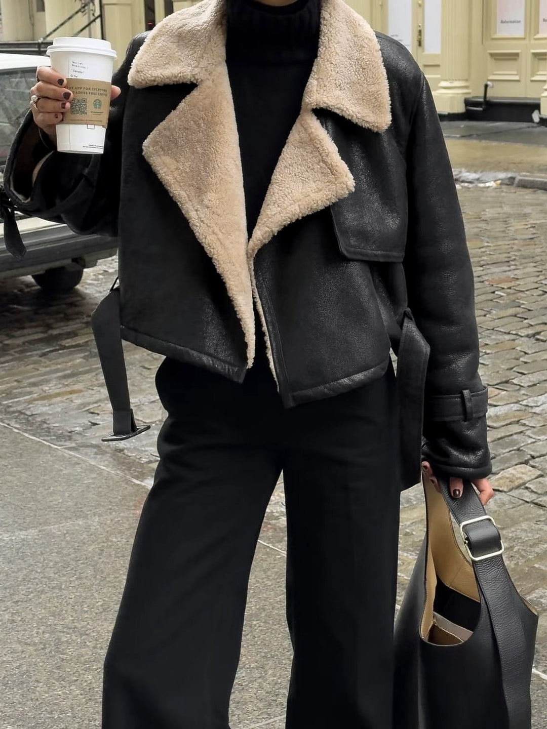 Isabella Conti – Veste Aviateur en Cuir avec Doublure en Shearling - MAZZARO