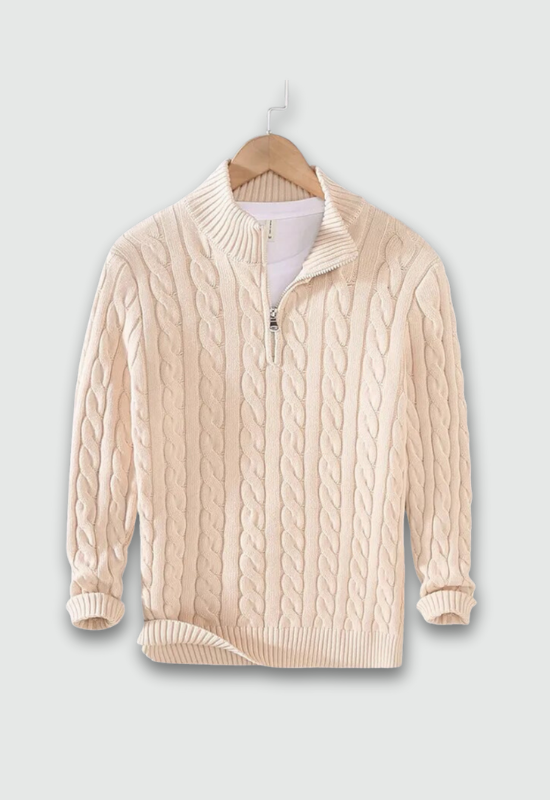 Louis Duret – Pull en Maille Torsadée à Zip - MAZZARO