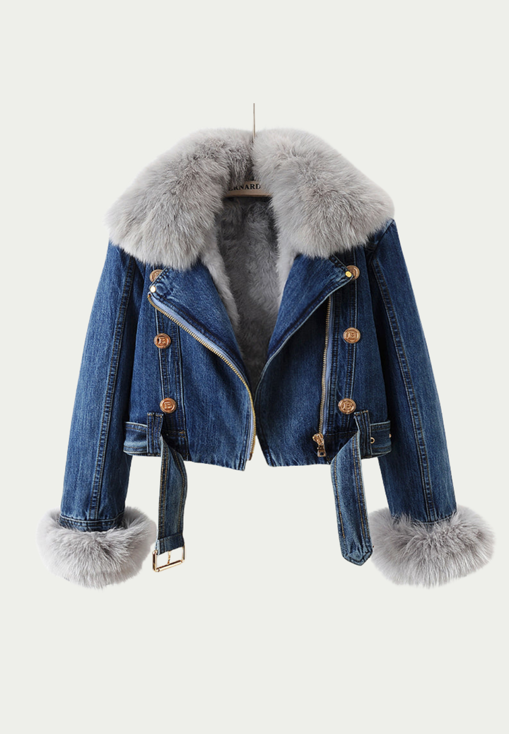 MARGAUX - Veste Denim Col Fourrure Amovible - MAZZARO