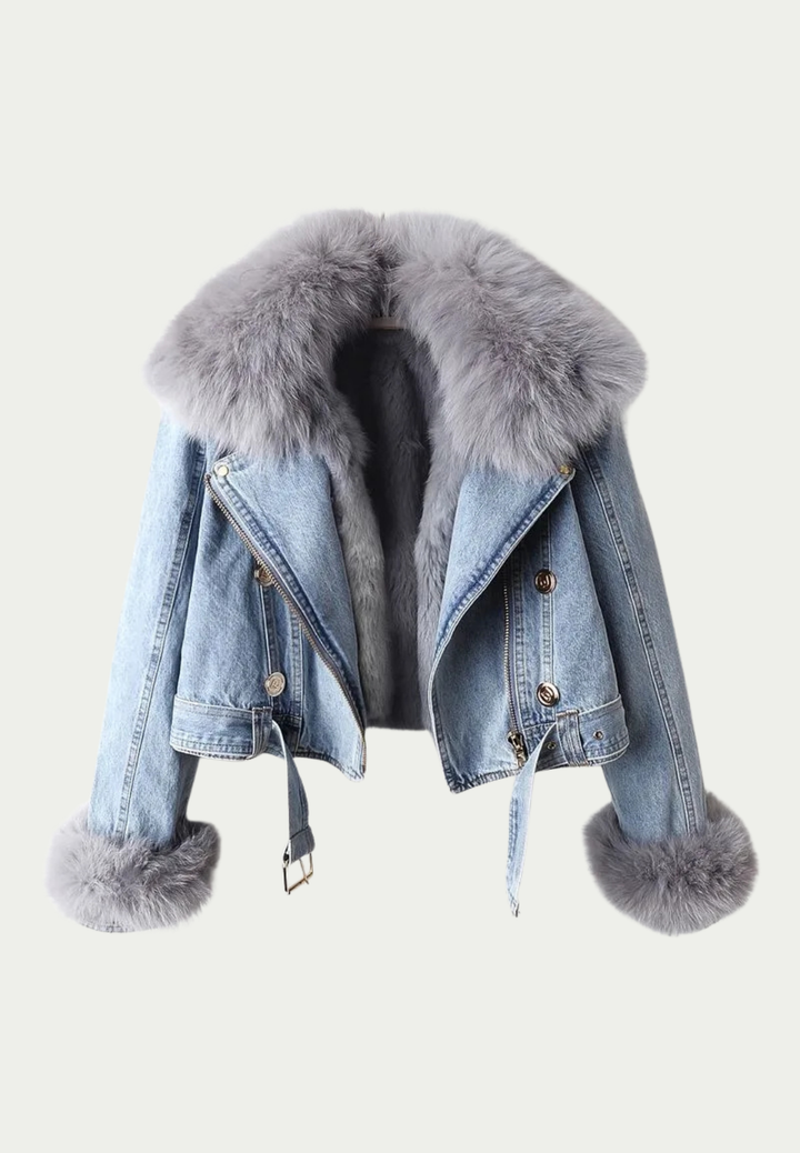 MARGAUX - Veste Denim Col Fourrure Amovible - MAZZARO