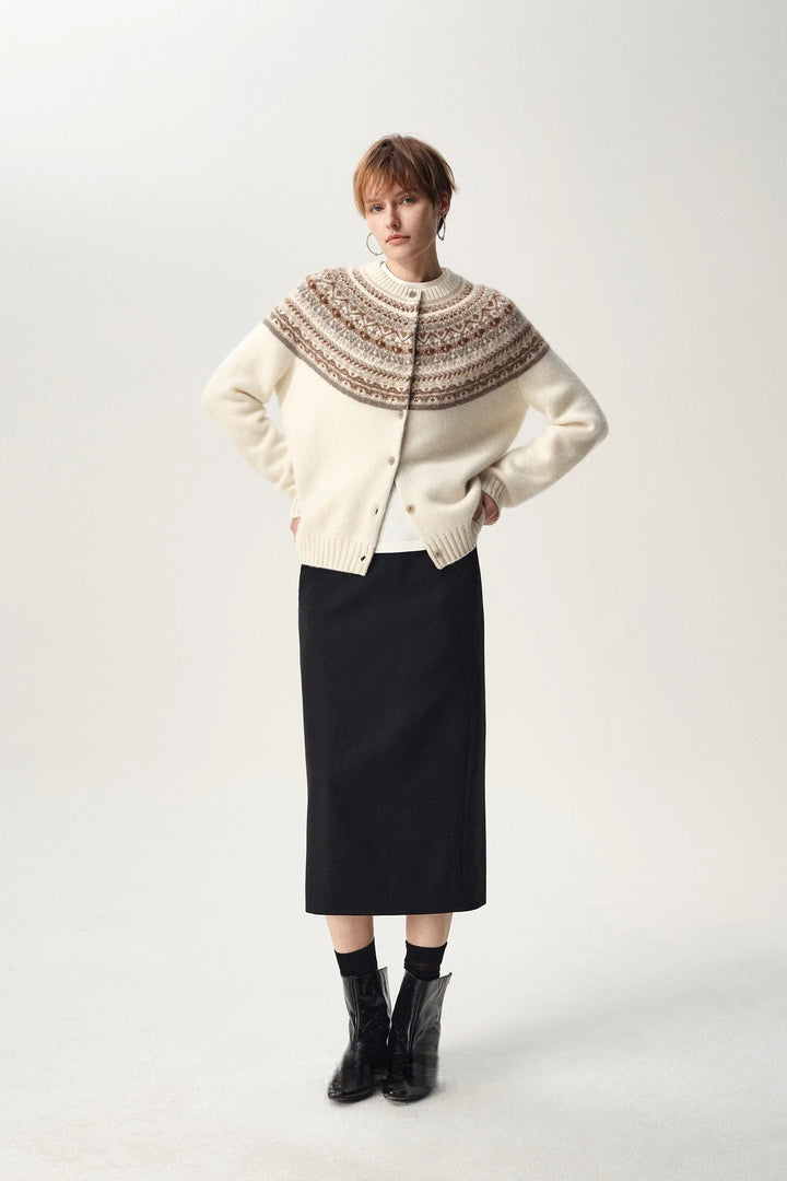 NORDIVA - Cardigan Laine Motif Fair Isle - MAZZARO