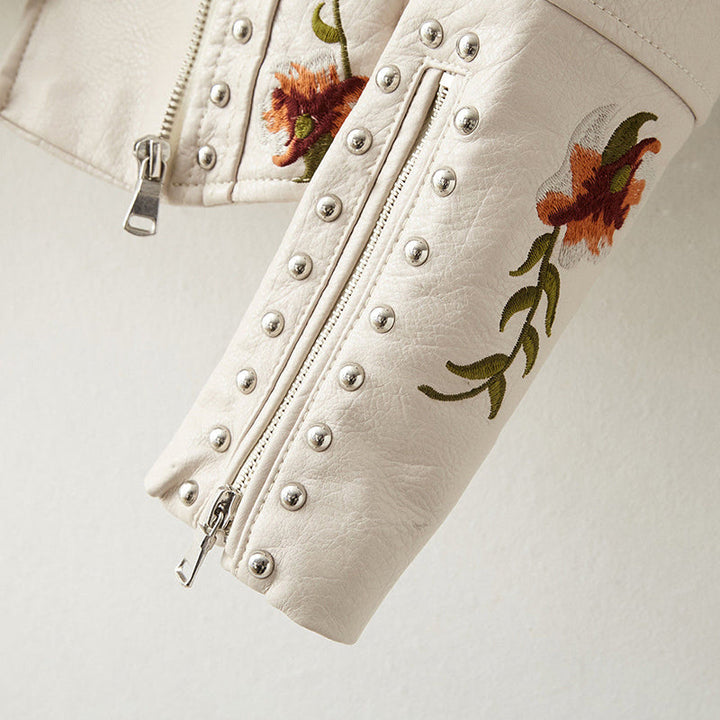 GIACCA IN PELLE EMILIA-CALOU CON RICAMO FLOREALE RÉTRO - BOZZI MILANO