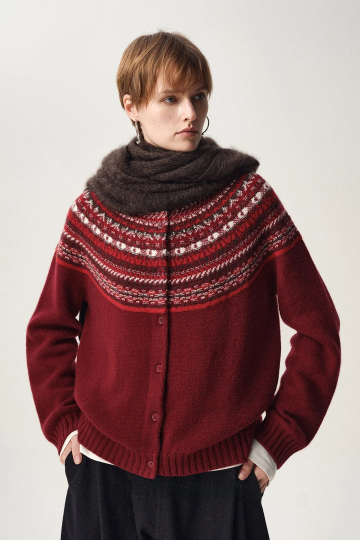 NORDIVA - Cardigan Laine Motif Fair Isle - MAZZARO