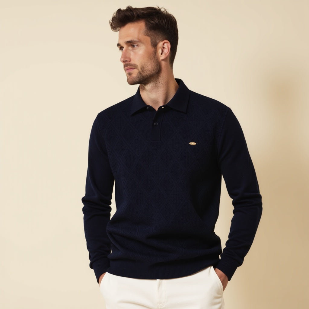 Kenji – Pull polo en coton stretch - MAZZARO